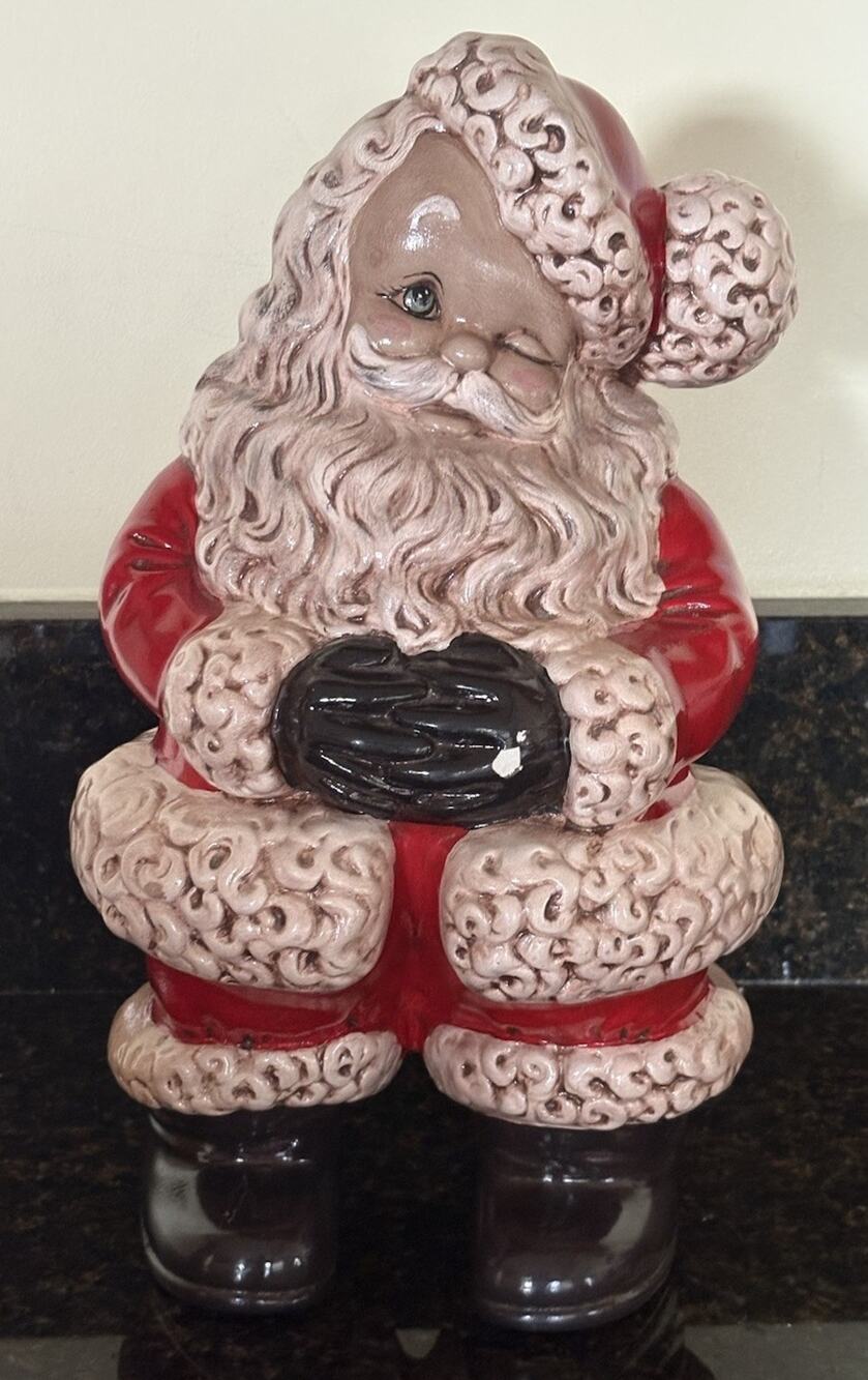 Winking Santa Claus Atlantic Mold Ceramic Large Statue Hand Painted